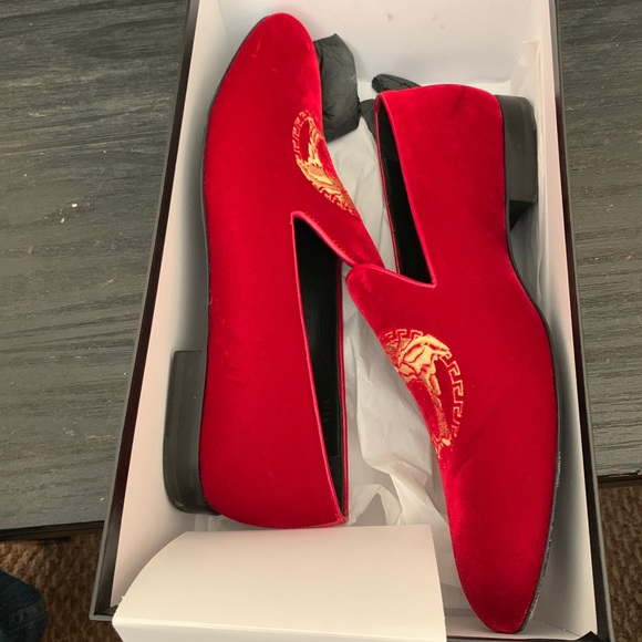 versace loafers red